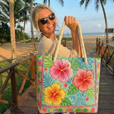Handgefertigte Strandtasche – Tropische Blüte